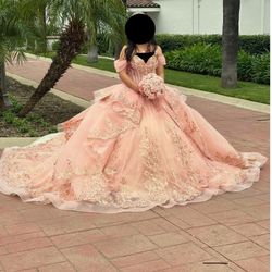 Quinceañera Dress Blush Pink With Rose Gold 