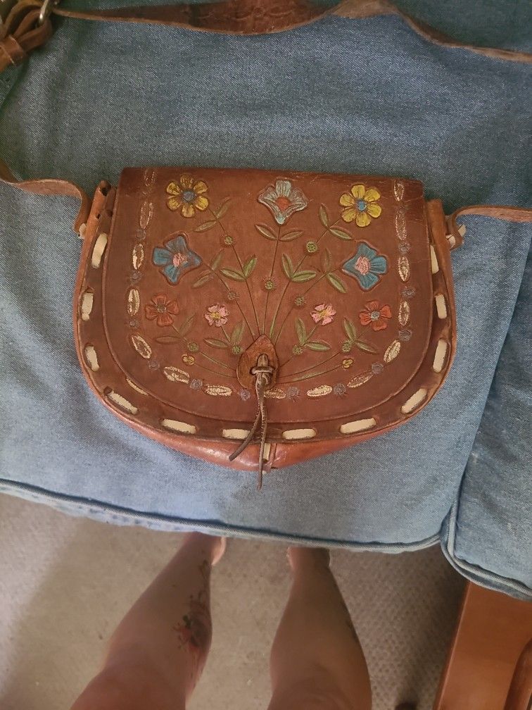 Vintage Etched Leather Purse