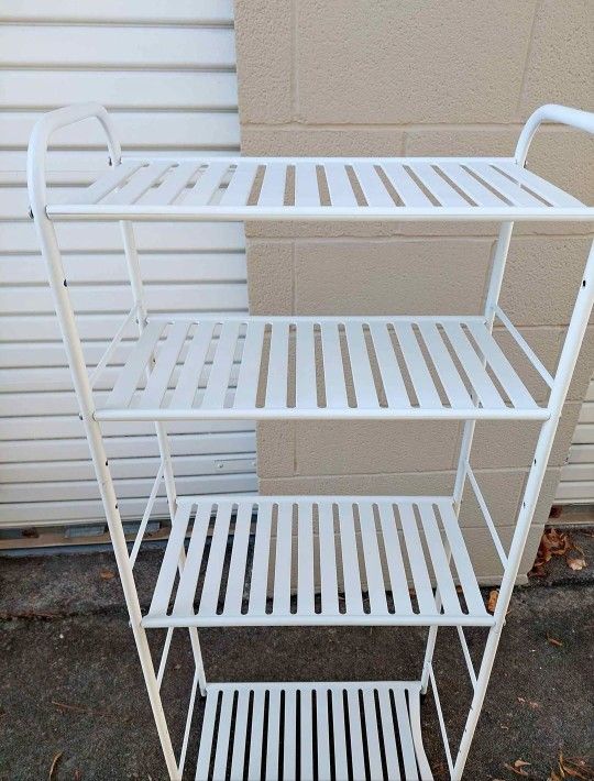 White Metal Shelf Unit