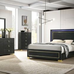 4 PCS QUEEN SIZE BEDROOM SET (BRAND NEW)(((MATTRESS NOT INCLUDED)))