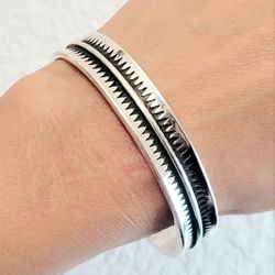 925 Sterling Silver unisex women's ladies  cuff bracelet Bangle Gift
