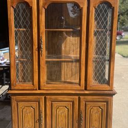 Vintage China Cabinet/solid Wood, Glass Doors
