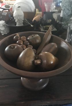 Wooden fruit with bowl