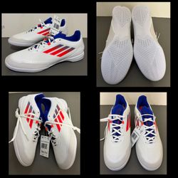 Adidas F50 League Indoor Soccer Shoes White Blue Red Men’s sz 10.5 New No Box!