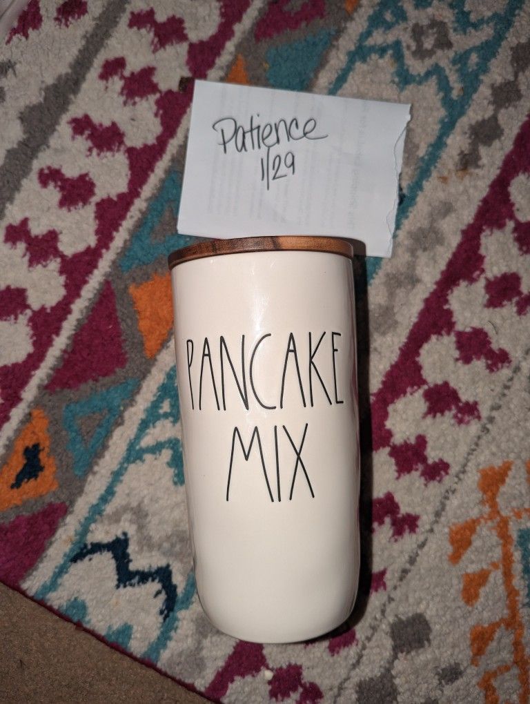 Rae Dunn Ceramic Cellar Pancake Mix With Wood Grain Lid