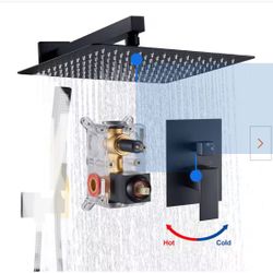 Rainfull Single-Handle 1-Spray Square Shower Faucet in Matte Black Valve Included