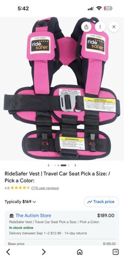 RideSafer Travel Vest Car Seat – Pink