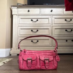 Dooney & Bourke Pink Croc Shoulder Bag