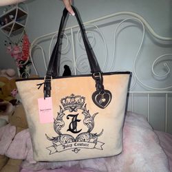 Large beige Velvet Juicy Couture Tote Bag