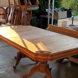 Beautiful Table 6 Chairs Dining Set With 2 Leaves