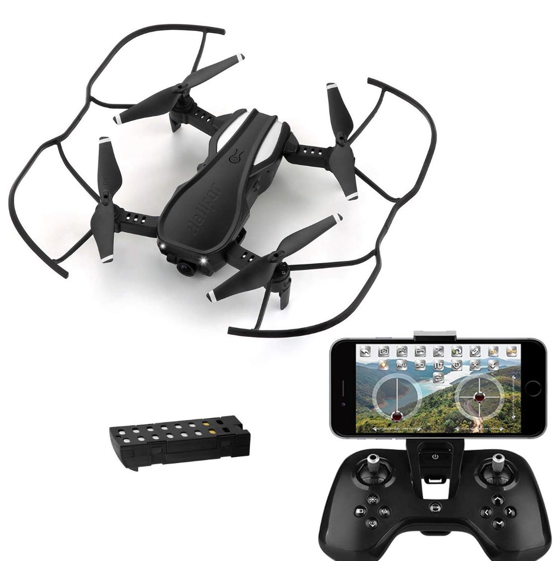 Drone with Camera, Mini Drone with WiFi FPV HD 720P App, Folding Drone with Adjustable Camera Angle, Flight Time with 12 Minutes