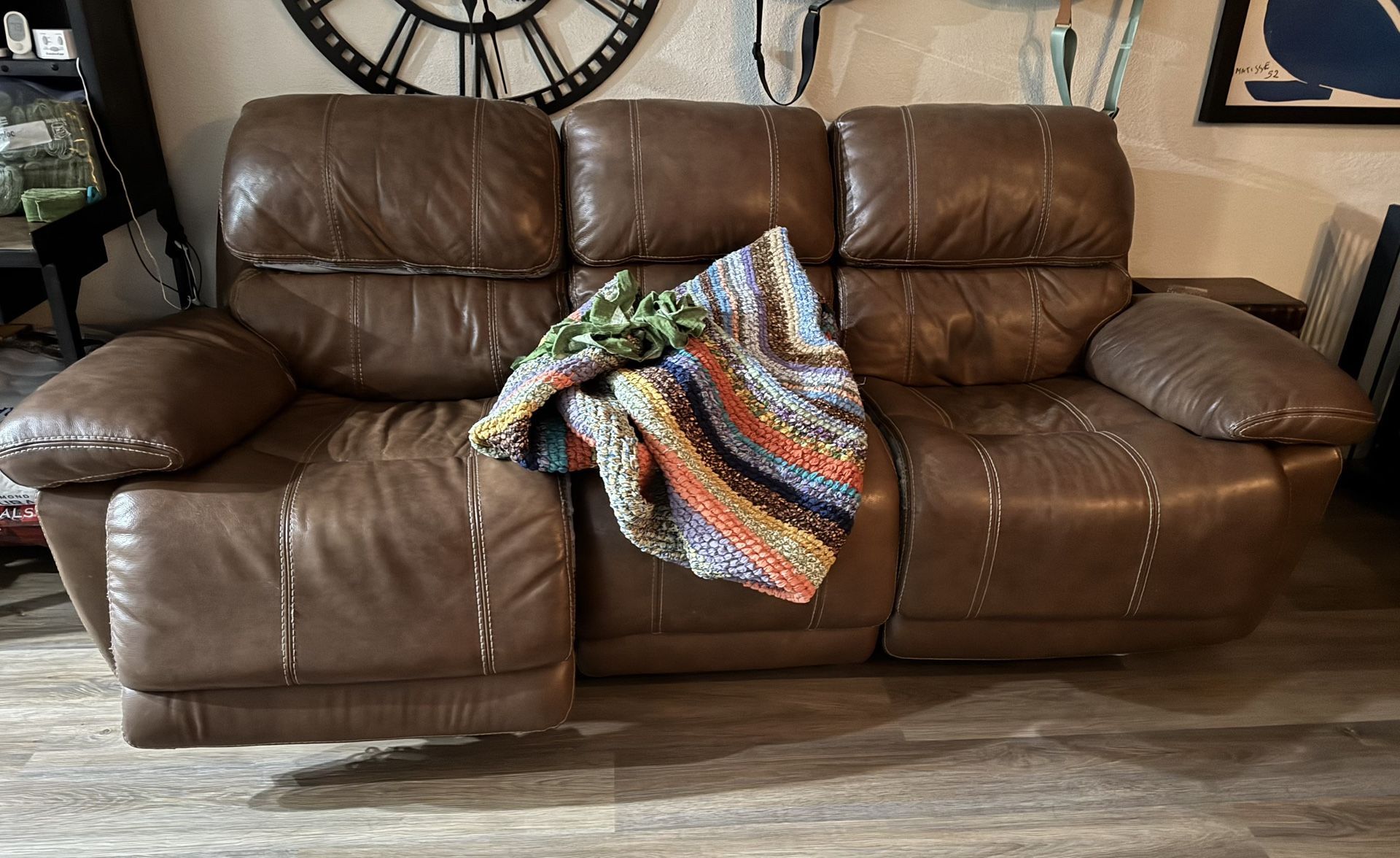 Brown Leather Reclining Couch