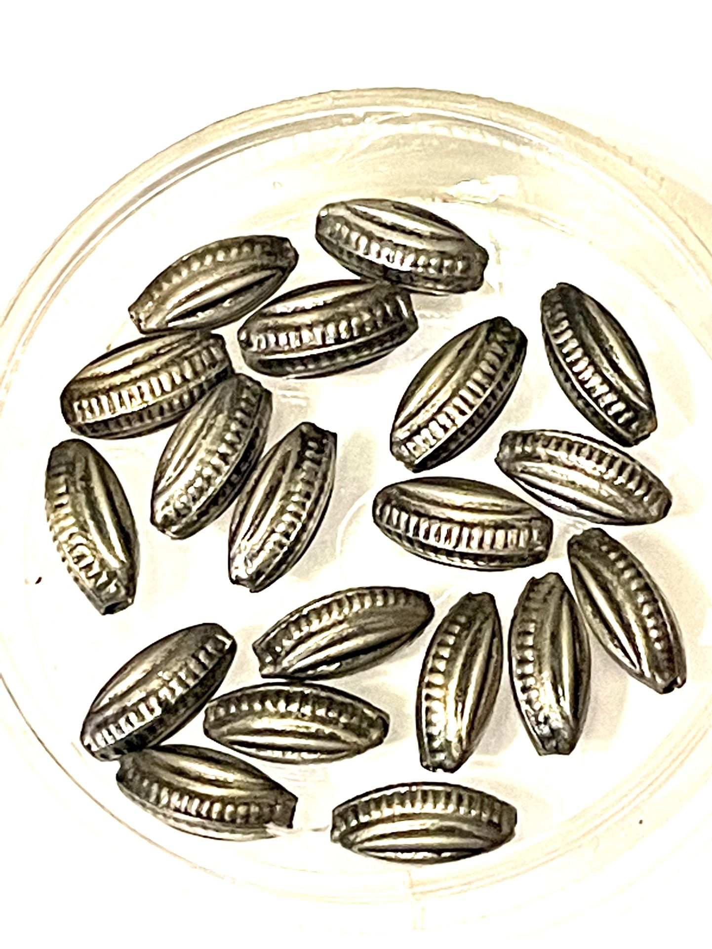 Lot Of 19 Drilled German Silver Beads