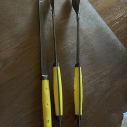 Stainless Steel Japan With Yellow Plastic Handles - Vintage 