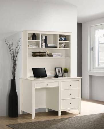 **SALE** ~Modern Wood Desk with Hutch in Crisp White Finish NEW!