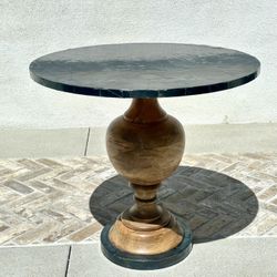 Zinc And Wood End Table