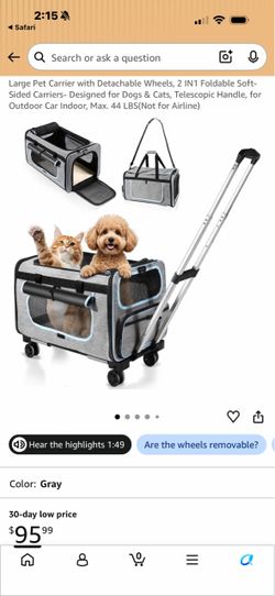 Pet Carrier on Wheels -New