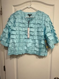 Samuel Dong Aqua Blue Textured Jacket