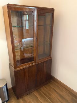 Vintage Hutch with Glass Shelves for Sale