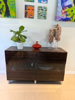 Modern IKEA Gloss Wood Sideboard with Drawers