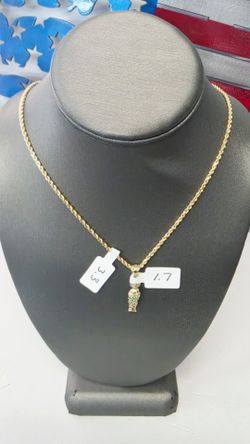 14k Hollow 24inch 2mm Chain And 14k 3D Cz Pendant
