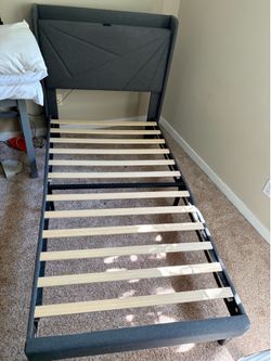 Twin bed frame w/ charger station  & slats