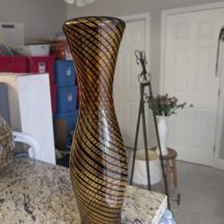 Amber And Black Vase.  18 Inches