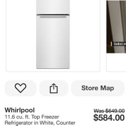 Whirlpool 11.6cu ft Top Freezer