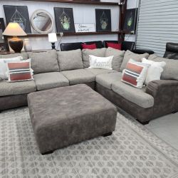 Tan Sectional Couch With Ottoman 🚛 DELIVERY AVAILABLE SAME DAY 🚚