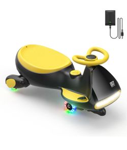 12V N7 Pro Electric Wiggle Car with Pedal, Rechargeable Battery, 2 in 1 Swing Car, 2 Speed Ride On Toy, Anti-Rollover, Flashing Wheels, Bluetooth, for