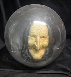 Halloween Gemmy 14" Talking Witch Crystal Spirit Ball Sound Activated Light READ