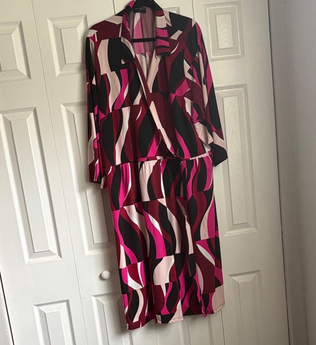 Vibrant Pink and Black Patterned Dress