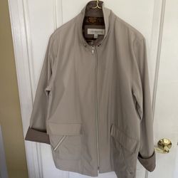 Liz Claiborne Coat  Jacket Women's  L Long Sleeve Full Zip Lined Beige