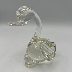 Vintage Hand Blown Clear Glass Goose Swan Figurine Paperweight