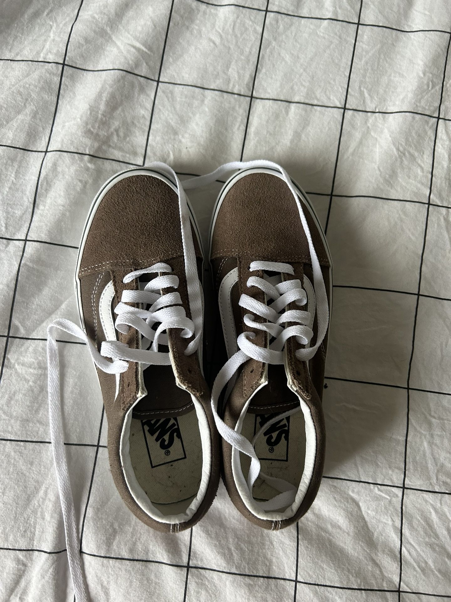 brown and white vans