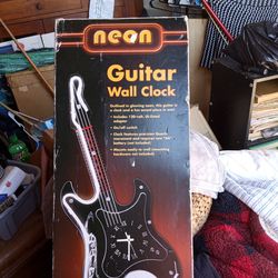 Neon Guitar Wall Clock