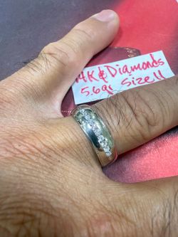 14K Solid White Gold Diamonds 💎 Wedding Band 5.6Gr Size 11