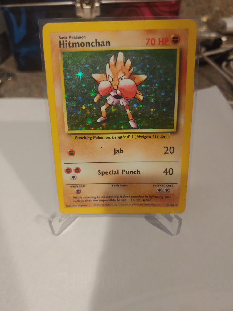 Hitmonchan 7/102 Holo Rare Base Set Unlimited Edition Pokemon Card 