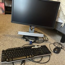 Monitor (with soundbar), Keyboard, and Mouse