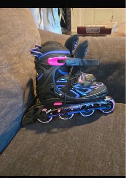 Kids Inline Skates Black Purple Pink