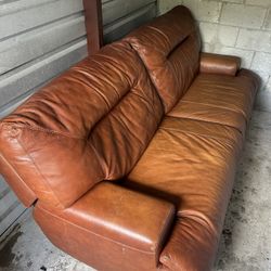 Italian Leather Brown Sofa by Chateau D’Ax