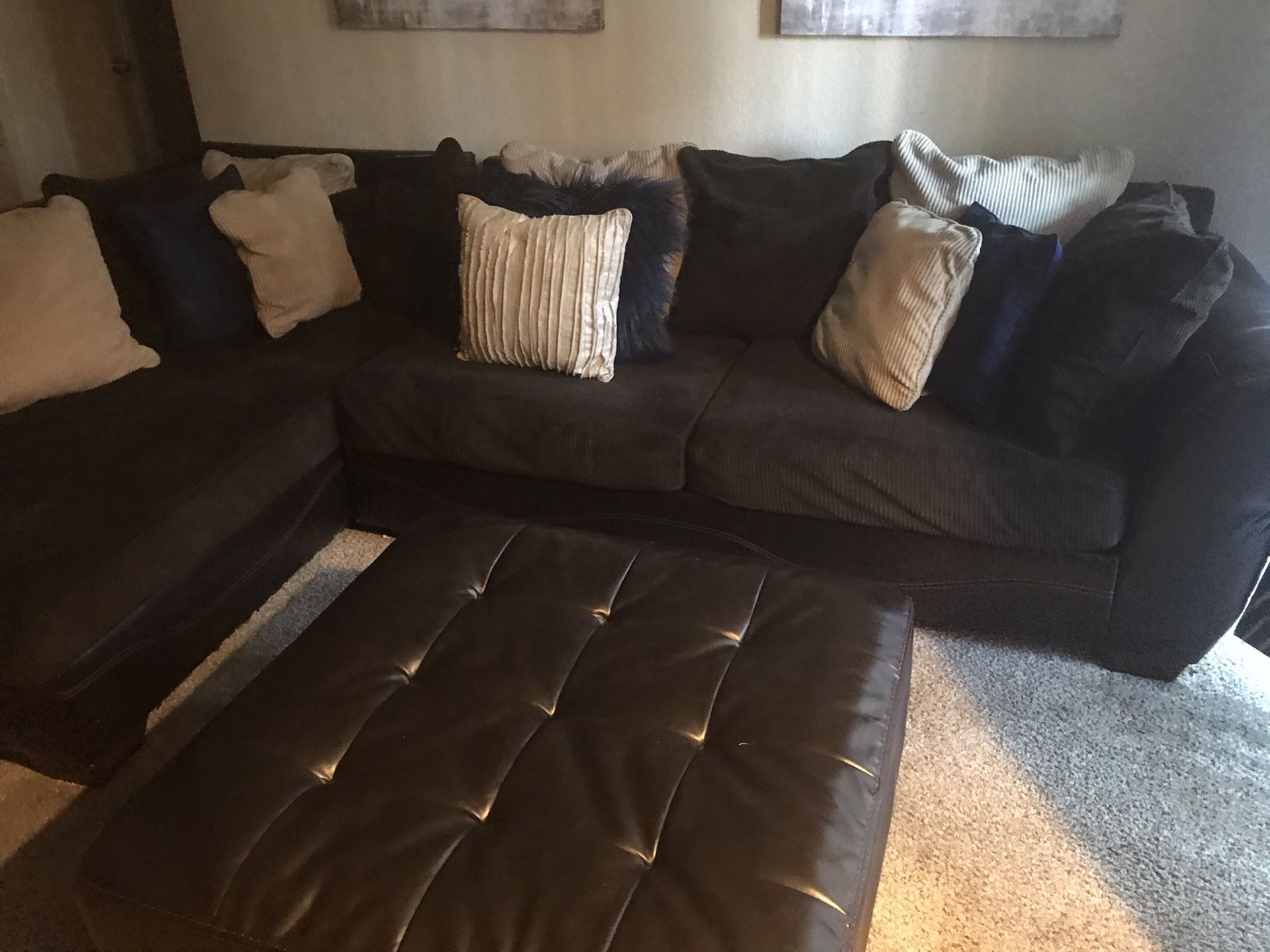 2 piece sectional with ottoman