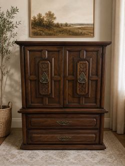 vintage walnut armoire dresser