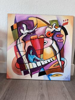 Abstract Jazz Music Wall Art Canvas – 27” x 27”