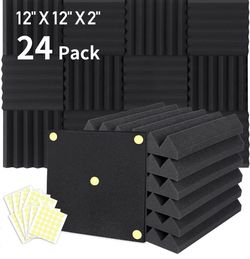Pack Of 2Acoustic Foam Panels 2" X 12" X 12", Soundproofing Foam Noise Cancellin