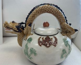 Asian Accent Seymour Mann Pottery Dragon Handle Teapot Decorative Decor Tea Pot