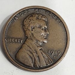 1919-D  Lincoln Wheat Cent Penny / Antique U.S Coin
