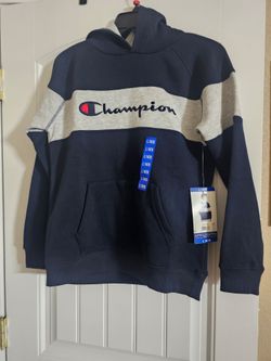 New boys size (L) 14/16 CHAMPION SWEATER (blue/grey)