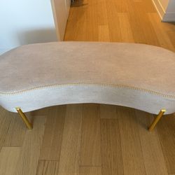 Curved Vanity Bench / Accent Bench with Gold Legs