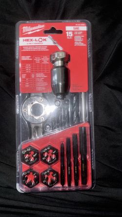 Milwaukee HEX LOK 2 in 1 Handle tap and die set 15 pc